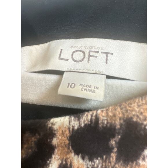 Loft Tan and Black Leopard Animal Print Sleeveless Business Mini Dress - Picture 2 of 6